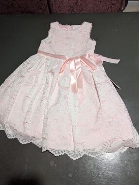 Rare Editions Size 8 Pale Pink Floral Sleeveless Dress EUC